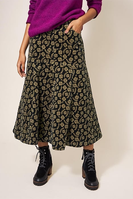 QUINN CORD SKIRT GREEN 1