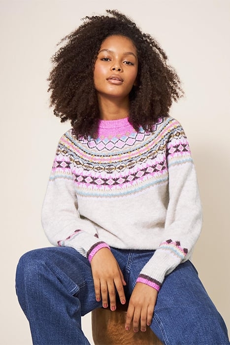 POPPY FAIRISLE JUMPER WHITE 1
