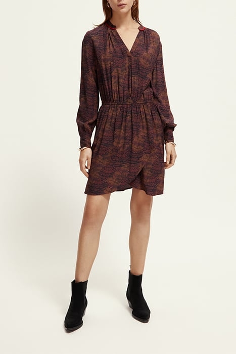 ELASTICATED WAIST MINI DRESS FEATHER BORDEAUX 2