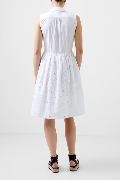 SLESS SMOCK BRODERIE MIX DRESS WHITE 2