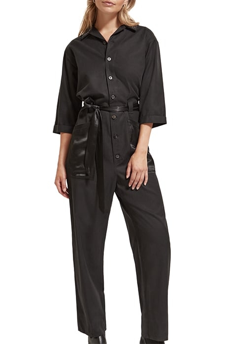 BEADED COLLAR JUMPSUIT EVENING BLACK 1
