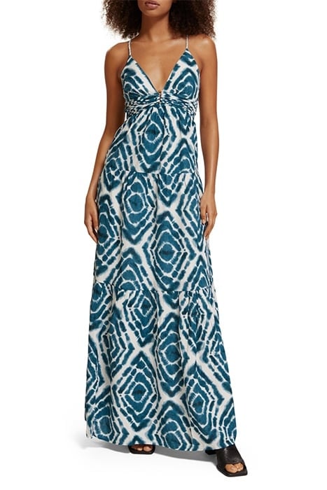 MAXI WAISTED DRESS DISCO TIE DYE BOTTLE GREEN 1