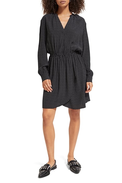 MINI DRESS WITH ELASTICATED WAIST POLKA EVENING BLACK 2