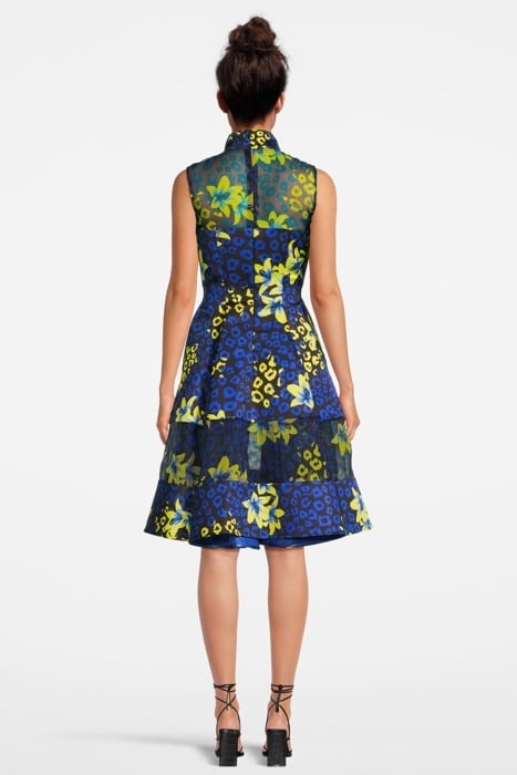 WOMEN‘S FLORAL FABRIC MIDI DRESS BLUE LILLY PRINT 2