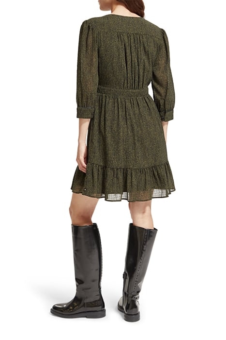 WRAP MINI DRESS LEOPARD SPOT GREEN 3