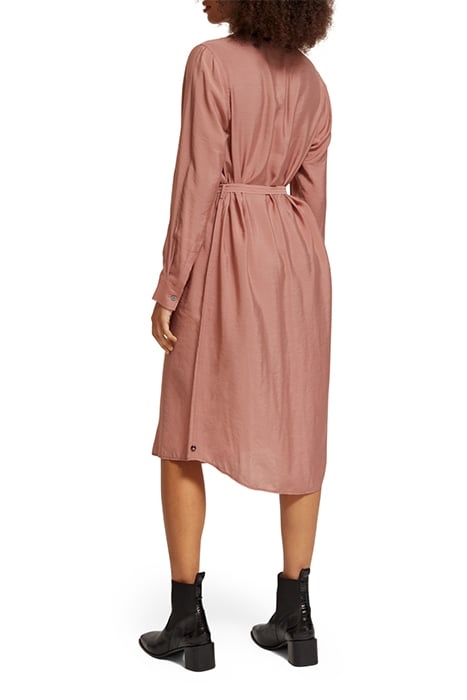 BEADED COLLAR MIDI SHIRT DRESS DUSTY ROSE 3