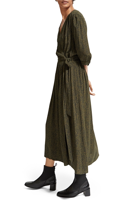 MIDI WRAP DRESS LEOPARD SPOT GREEN 5