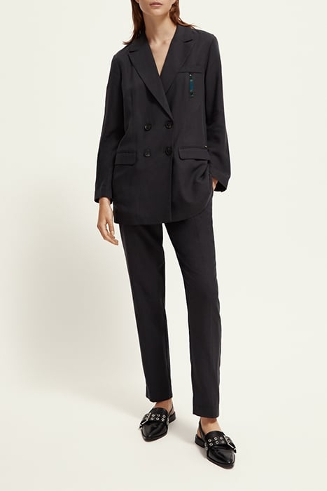 DRAPEY DOUBLE BREASTED BLAZER CHARCOAL 2