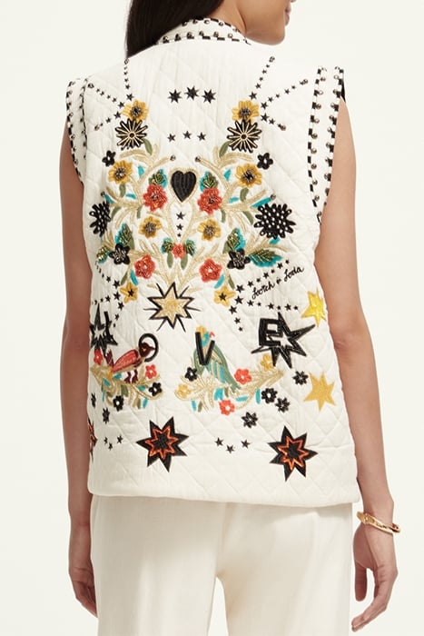 EMBROIDERED GILET ECRU 2