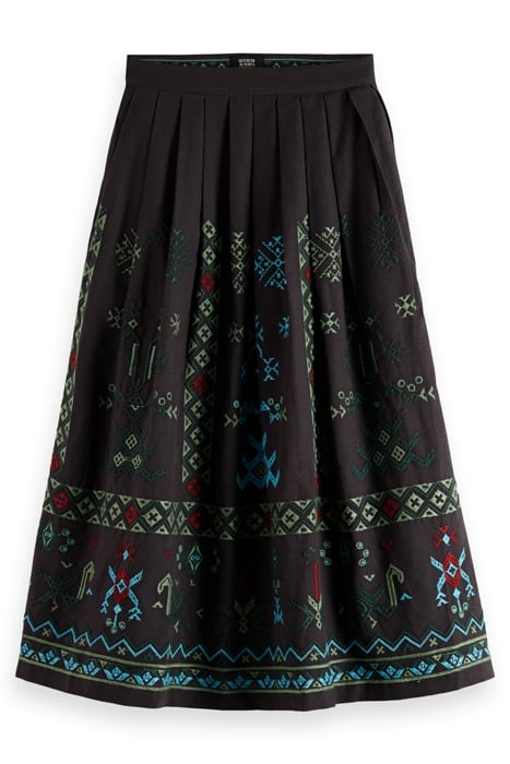 GEO EMBROIDERED SKIRT CHARCOAL 3
