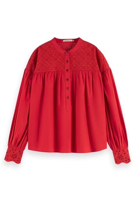 TOP WITH BRODERIE ANGLAISE YOKE AMP RED 4