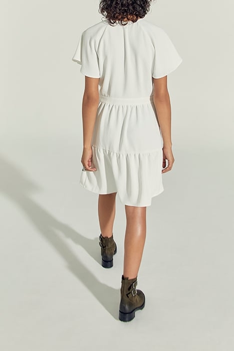 WOMEN'S OFF-WHITE V-NECK BUTTON-FRONT DRESS 2