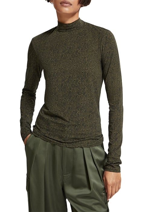 ALL OVER PRINTED MOCKNECK LONG SLEEVED SHIRT LEOPARD SPOT GR 1