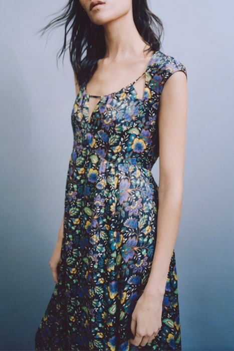 BLACK XL FLOWER PRINT BACKLESS LONG DRESS 5