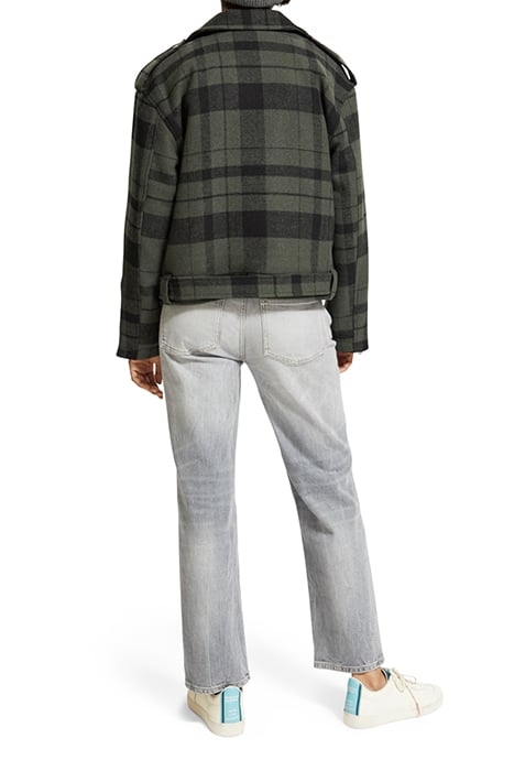 GREEN CHECK BIKER JACKET MILITARY GREEN CHECK 3