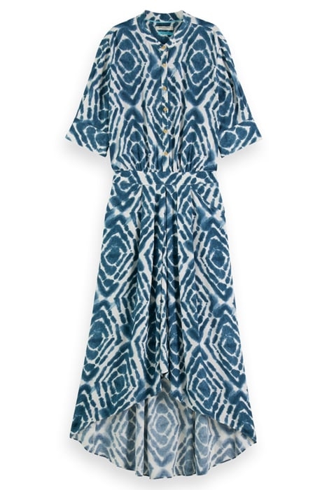 MIDI DRESS WITH HIGH LOW HEM DISCO TIE DYE BOTTLE GREEN 4