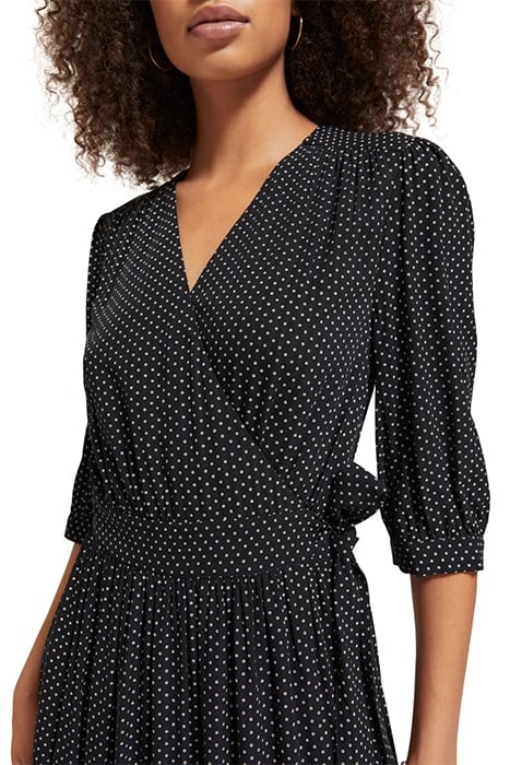 MIDI WRAP DRESS POLKA EVENING BLACK 7