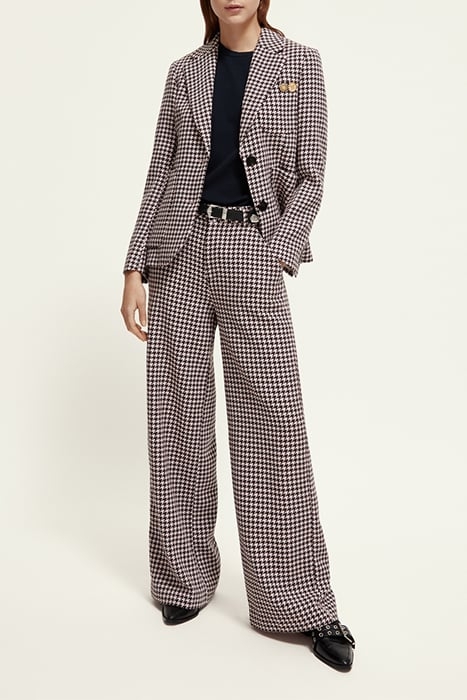 HANA - HOUNDSTOOTH HIGH RISE WIDE LEG PANTS HOUNDSTOOTH PINK 3