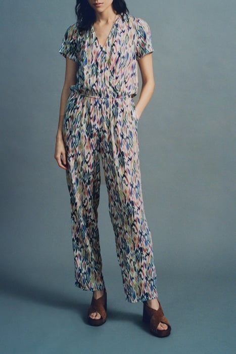 ECRU IKAT DIAMOND PRINT JUMPSUIT 8