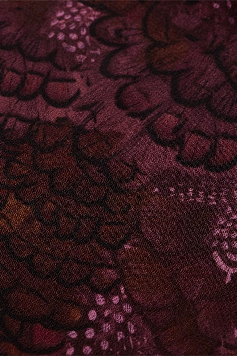 MIDI DRESS WITH HIGH LOW HEM FEATHER BORDEAUX 8