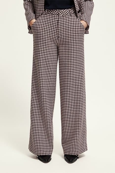 HANA - HOUNDSTOOTH HIGH RISE WIDE LEG PANTS HOUNDSTOOTH PINK 1