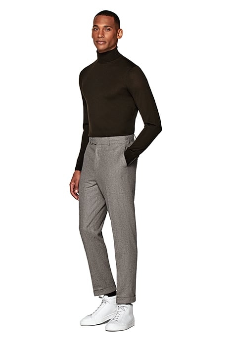 TAUPE WIDE LEG TAPERED BLAKE TROUSERS 5