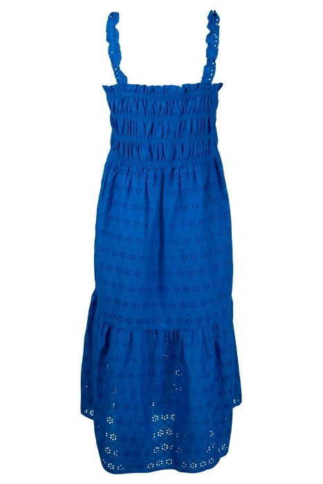 SHIRRED BRODERIE SUNDRESS LONG BRIGHT BLUE 2