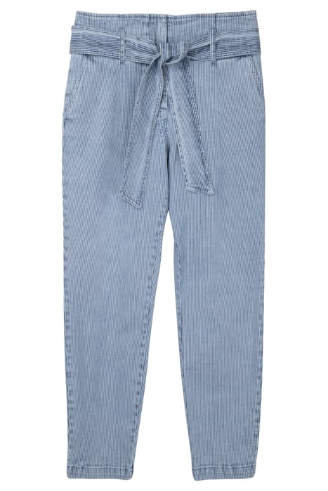 BLUE BELTED PAPERBAG JEANS WITH THIN WHITE STRIPES 3