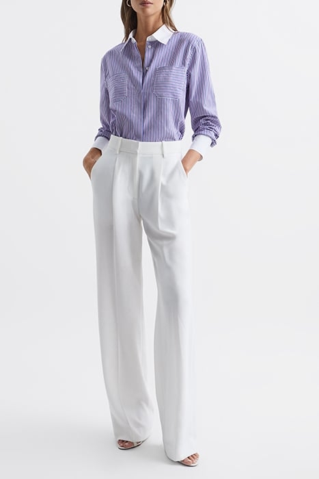 GRACE-CONTRAST BUTTON-DOWN SHIRT PURPLE/WHITE 5