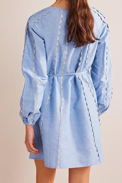RIC RAC LINEN MINI DRESS LIGHT CHAMBRAY 2