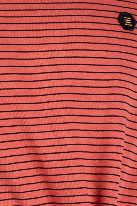 T-SHIRT CREWNECK STRIPE GARMENT DYED PAPAYA 3