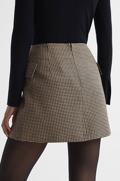 ELLA-CHECK MINI SKIRT BLACK/CAMEL 5