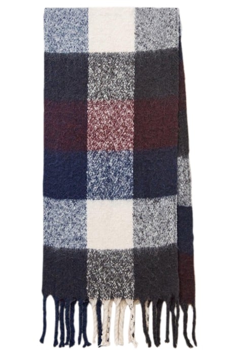 SHELLY BRUSHED CHECK SCARF NAVY 1