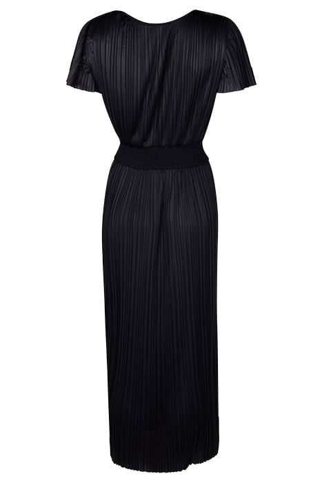 BLACK RECYCLED PLEATED LONG DRESS 4