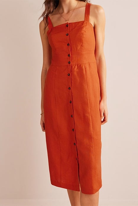 STRAPPY LINEN MIDI DRESS KUMQUAT 4