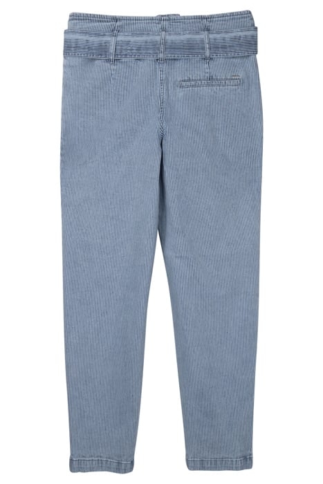 BLUE BELTED PAPERBAG JEANS WITH THIN WHITE STRIPES 4