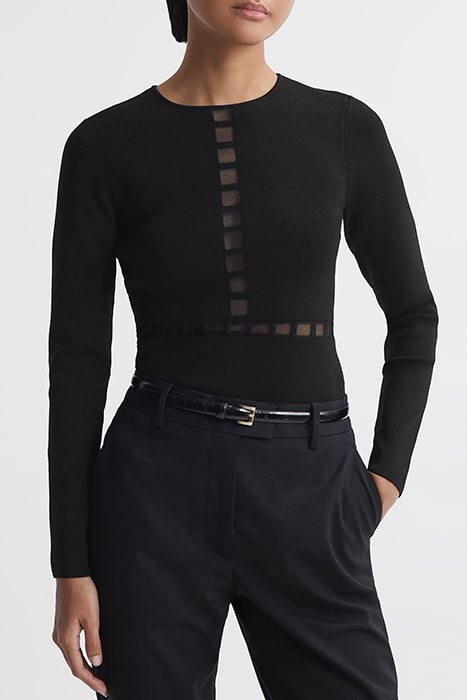SADIE-MESH LONG-SLEEVED TOP BLACK 1