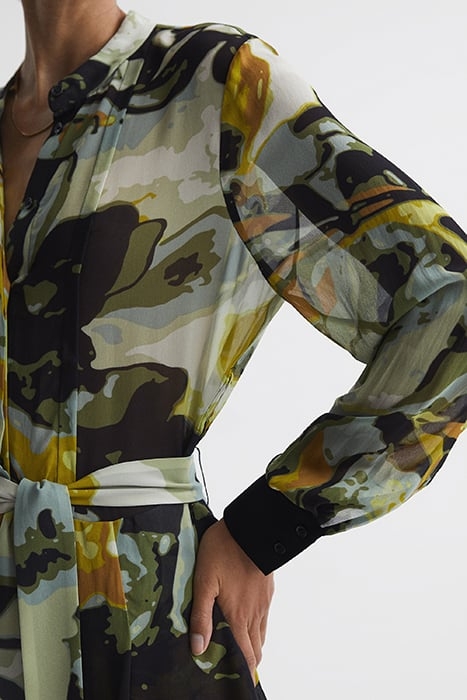 FLOR-PRINT DRESS SHIRT KHAKI 5