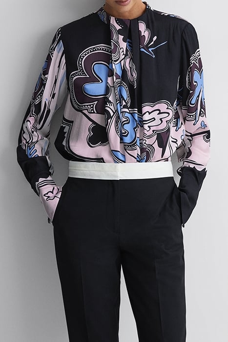 SEVANNA-PRINT BLOUSE BLACK 1