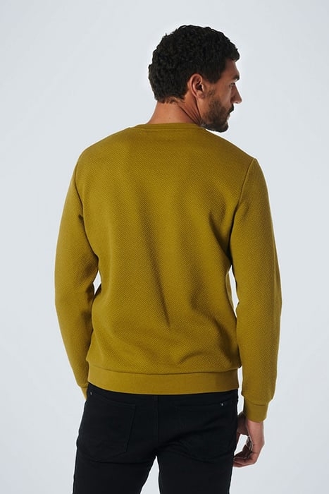 SWEATER CREWNECK DOUBLE LAYER JACQUARD STRETCH OLIVE 2