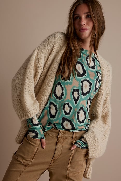 LONG SLEEVE TOP BLURRED CIRCLES PRINT GREENS 5