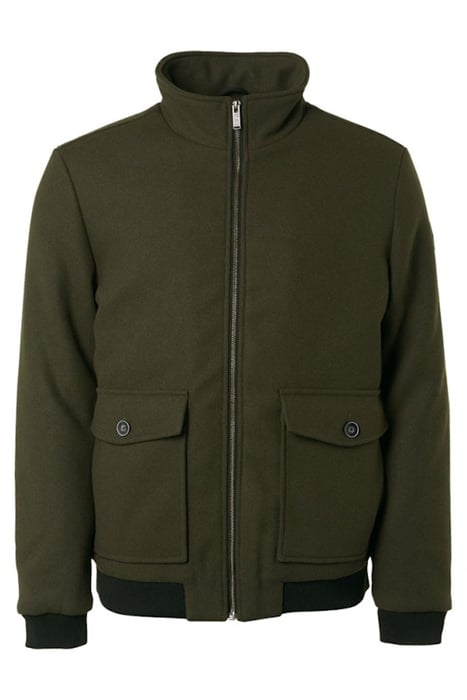 JACKET SHORT FIT WITH WOOL 2 COLOURED TWILL DARK ARMY 4