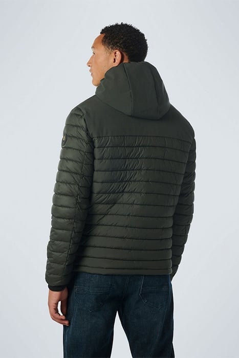 JACKET HOODED SHORT FIT PADDED MIX DARK GREEN 2