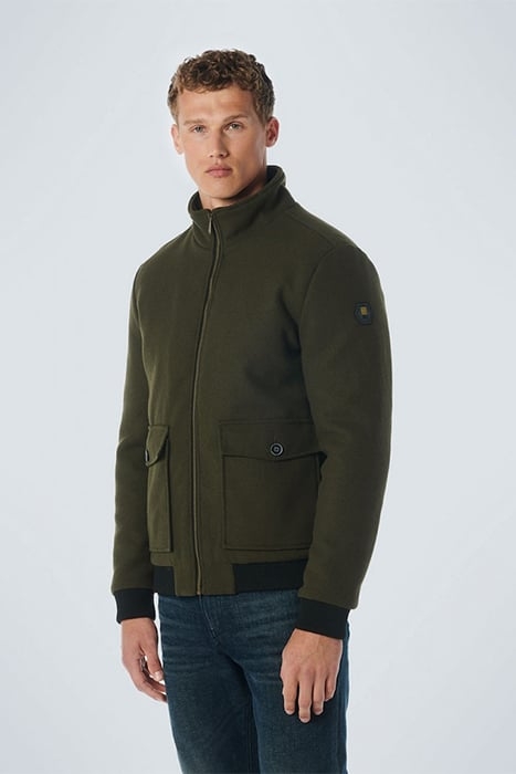 JACKET SHORT FIT WITH WOOL 2 COLOURED TWILL DARK ARMY 1