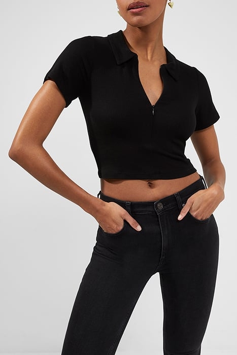 PAZE RIBBED JERSEY TOP BLACK 1