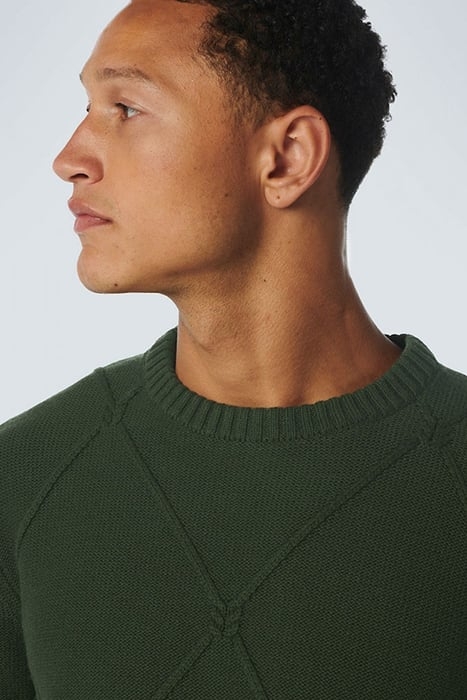 PULLOVER CREWNECK CABLE JACQUARD WITH WOOL DARK GREEN 6