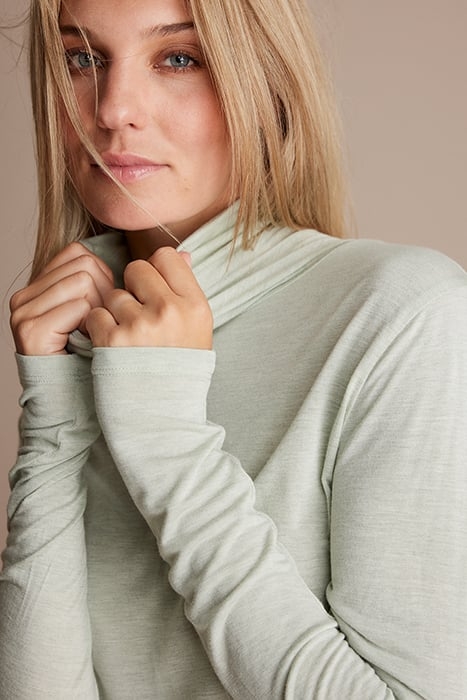 TURTLE NECK TOP VISCOSE WOOL JERSEY GREENS 5