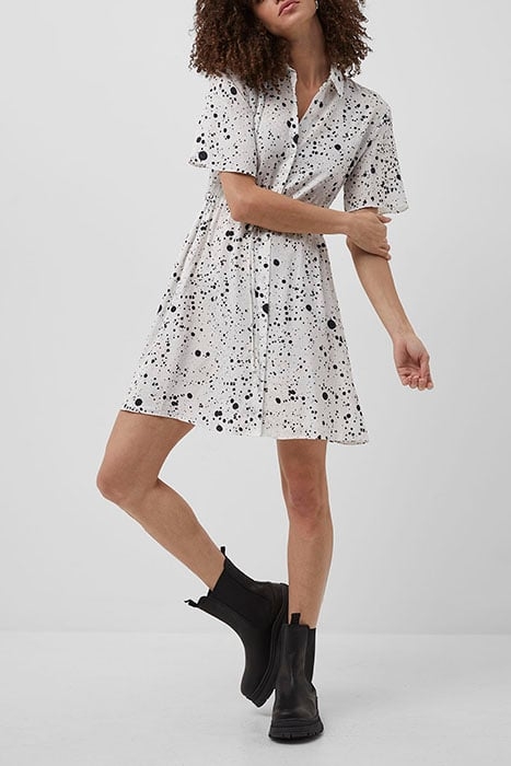 DROPLET DRAPE SHIRT DRESS SUMMER WHITE/BLACK 3