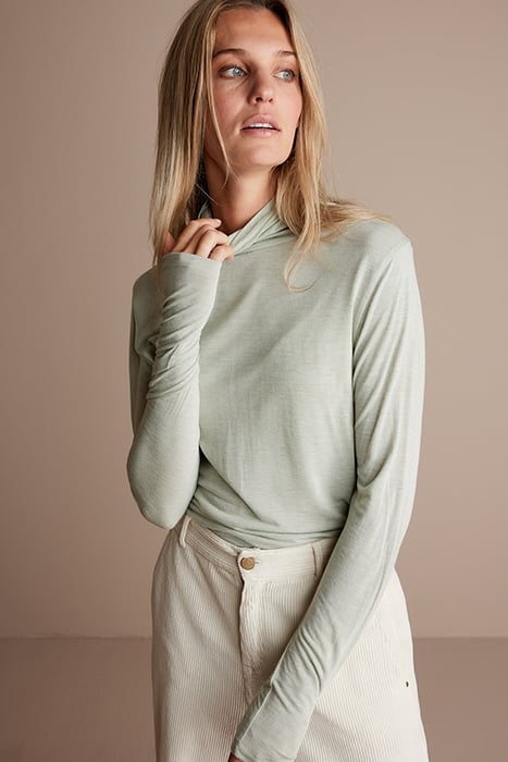 TURTLE NECK TOP VISCOSE WOOL JERSEY GREENS 1