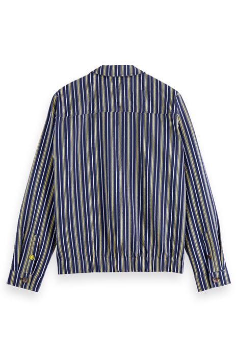 STRIPED COTTON-BLEND SEERSUCKER BLOUSON NAVY/ WHITE/ YELLOW 2